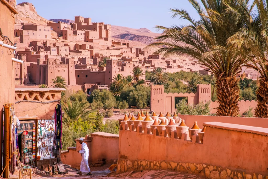 Craft stall below the kasbah of Ait Ben Haddou on day 4