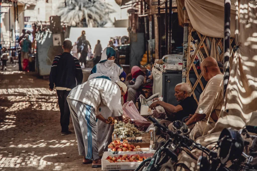 Craftsmen at work in the souks of the Fes medina