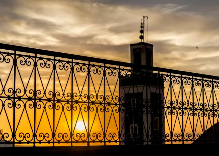 Sunset over a minaret in Marrakech, the start of the 10-day tour
