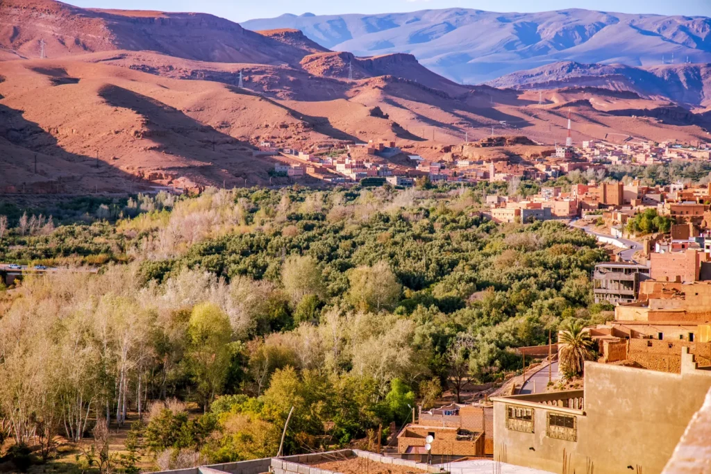 Oasis village and kasbah below the High Atlas