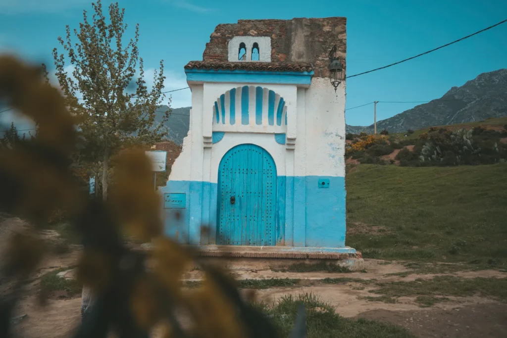 Blue doorway in Chefchaouen, the first night of the 10-day tour