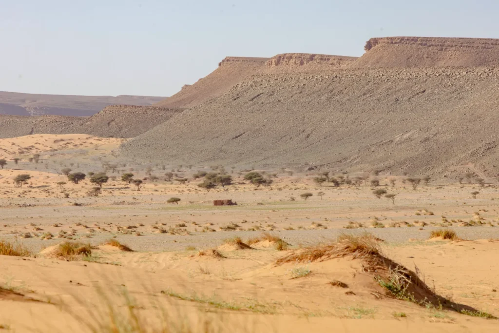 Table mountains and dunes in southern Morocco