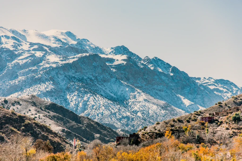 Cumbres nevadas del Alto Atlas al salir de Marrakech
