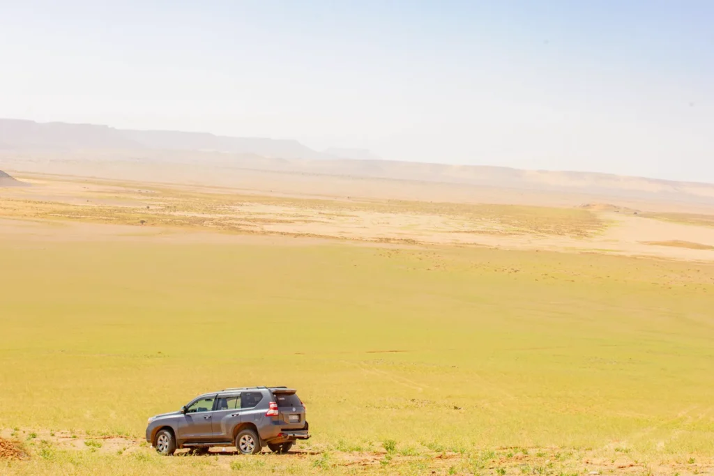 On the road across the desert plains of southeastern Morocco