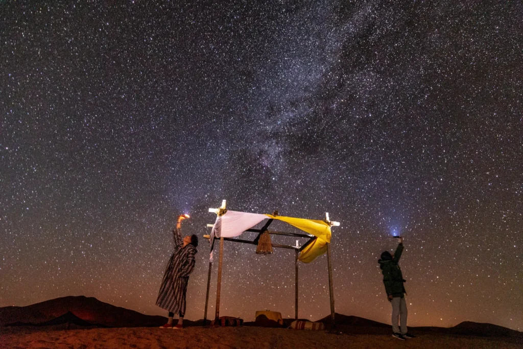 Stars over the Merzouga desert camp