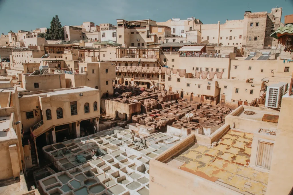 View over the Chouara tannery and rooftops of Fes